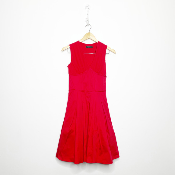 Ted Baker Cissie Dress Red Corset waist silk holiday full skirt Womens 1 US 4 - Picture 1 of 10
